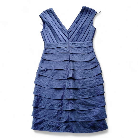 Adrianna Papell Women's Size 4p Deep Blue Layered Midi Dress - Picture 8 of 8